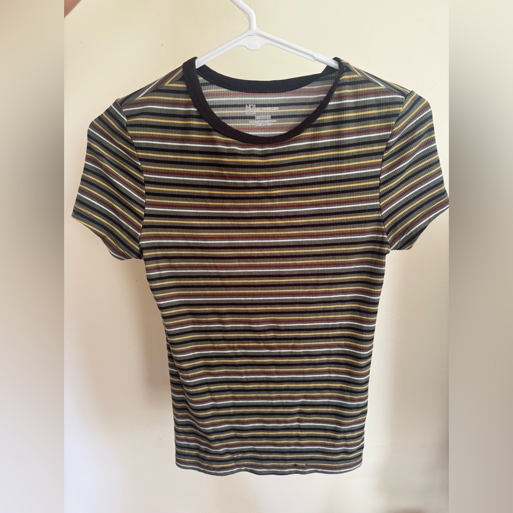 No Boundaries Striped Ribbed Baby Tee – XS